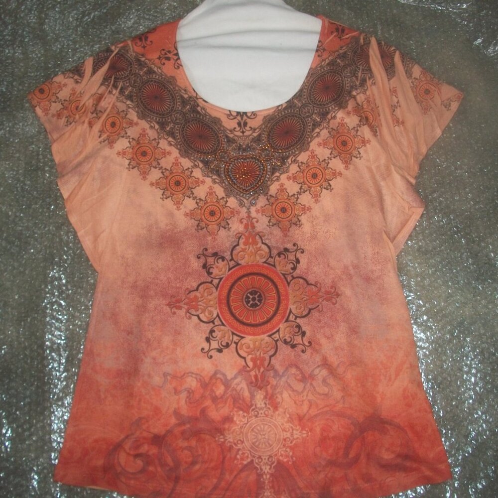 womens boho tie dye embellished blouse.size small